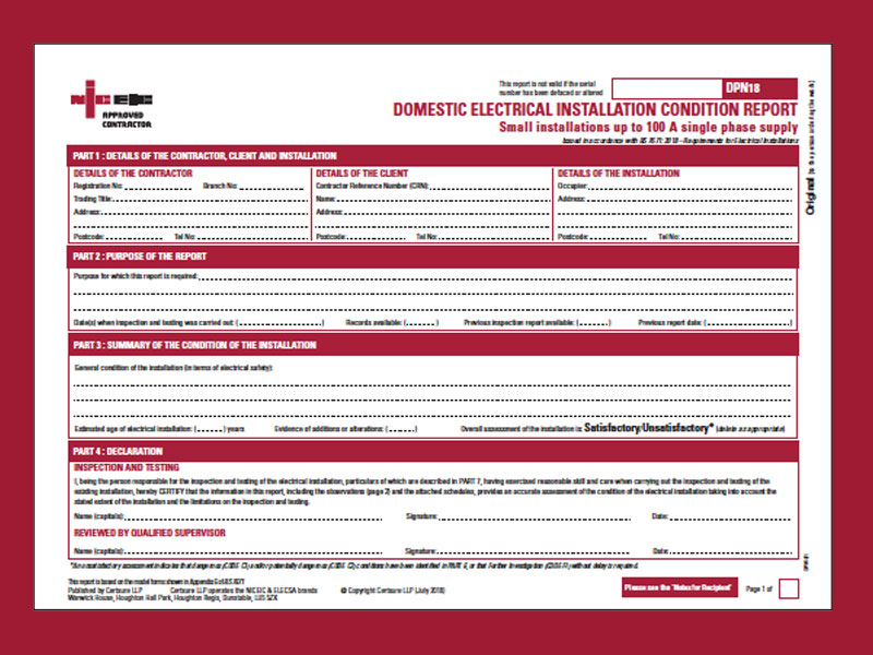 niceic domestic electrical installation condition report deicr via professional electrician 01